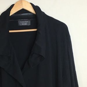 Zara Man Sz L Black Long Cardigan Sweater